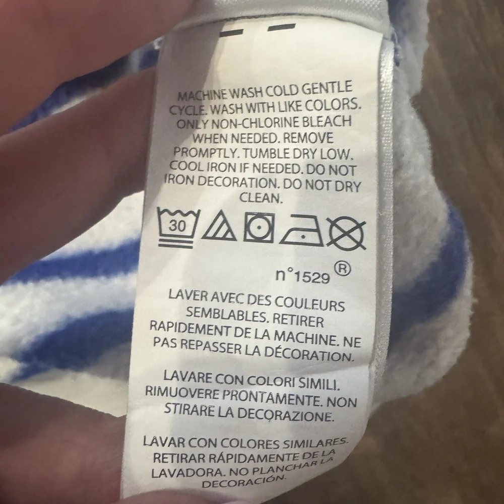 Polo Ralph Lauren Kids Large Polo Bear Striped Sweatshirt White Blue Prep - Picture 5 of 5